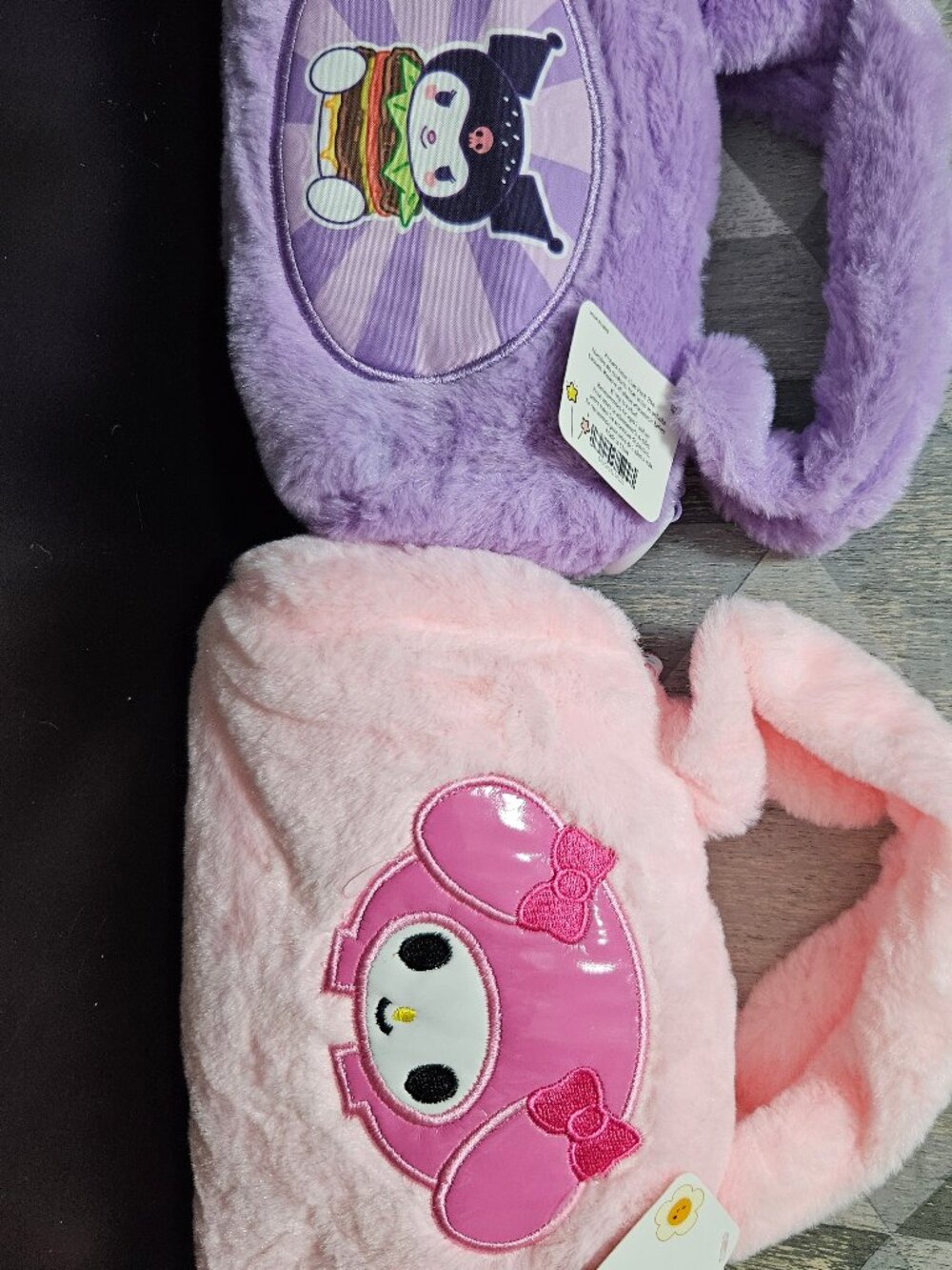 NEW Kuromi My Melody Style Plush Handbags Lot of 2 Pink Purple Kawaii Bags